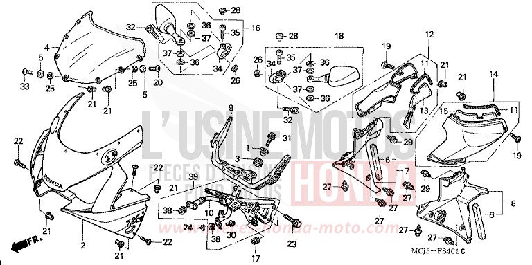 UPPER COWL (CBR900RR2,3) for Fireblade WINNING RED (R258) from 2002
