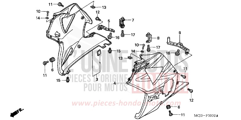 LOWER COWL (3) for Fireblade NOIR (NH1) from 2003