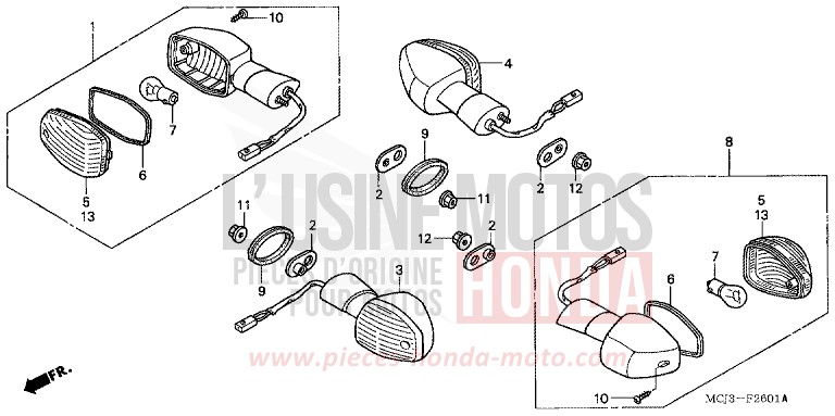 WINKER (2) for Fireblade BLACK (NH1Y) from 2003