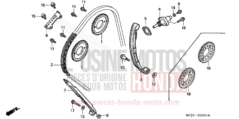 CAM CHAIN/TENSIONER for Fireblade NOIR (NH1B) from 2003