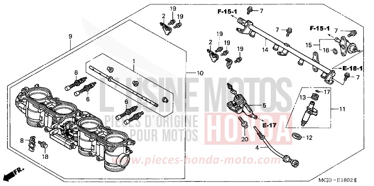 THROTTLE BODY (ASSY.) (CBR900RR2,3) for Fireblade NOIR (NH1B) from 2003