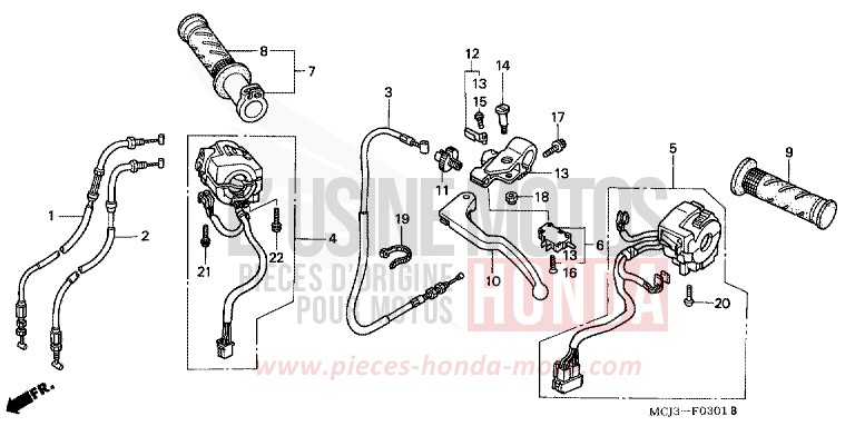CABLE/SWITCH (CBR900RR2,3) for Fireblade CANDY TAHITIAN BLUE (PB215) from 2003