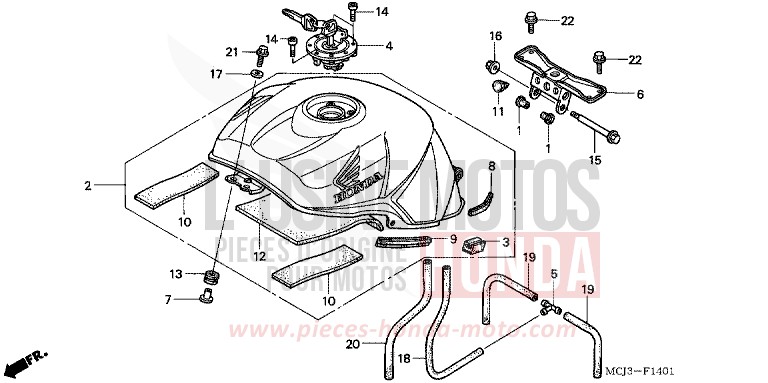 FUEL TANK (CBR900RR2,3) for Fireblade CANDY TAHITIAN BLUE (PB215) from 2003