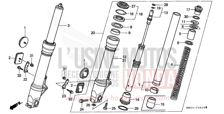 FRONT FORK for Fireblade NOIR (NH1F) from 1992