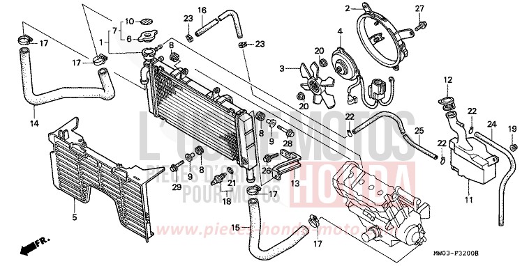 RADIATOR (1) for Fireblade NOIR (NH1F) from 1992