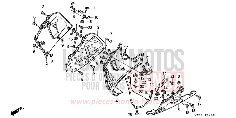 LOWER COWL for Fireblade NOIR (NH1F) from 1992