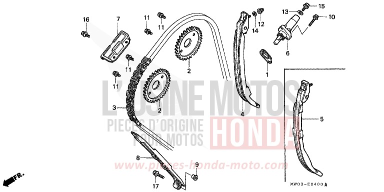 CAM CHAIN/TENSIONER for Fireblade ROSS WHITE (NH196H) from 1992