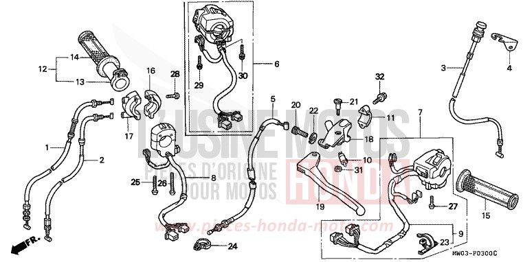 CABLE/SWITCH for Fireblade ROSS WHITE (NH196H) from 1992