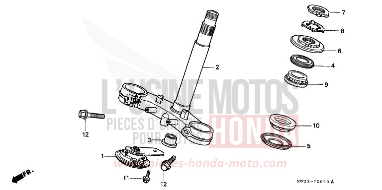 STEERING STEM for Fireblade ROSS WHITE (NH196H) from 1992