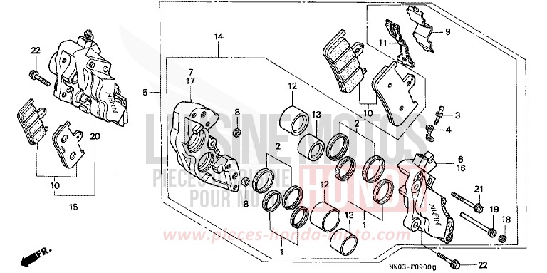 FRONT BRAKE CALIPER for Fireblade ROSS WHITE (NH196H) from 1992