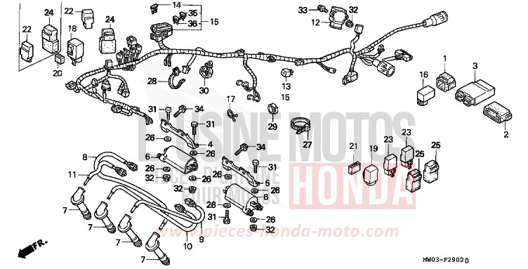 IMPIANTO ELETTRICO per Fireblade ROSS WHITE (NH196H) del 1992