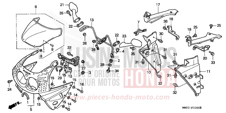 UPPER COWL (1) for Fireblade ROSS WHITE (NH196H) from 1992