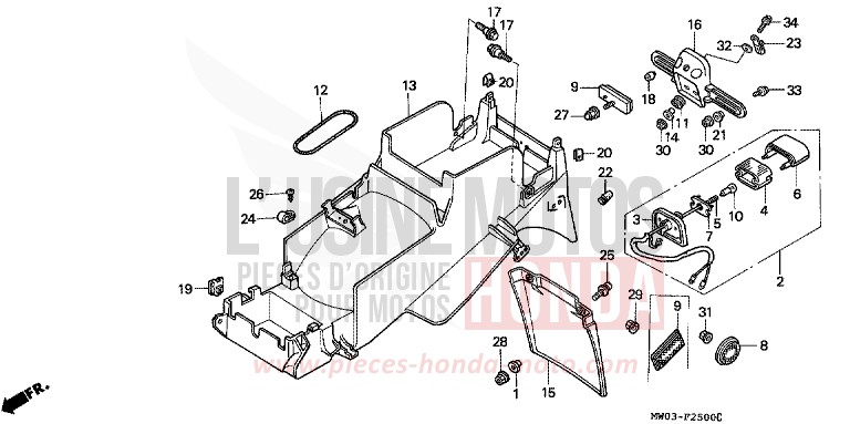 PARAFANGO POSTERIORE per Fireblade ROSS WHITE (NH196I) del 1993