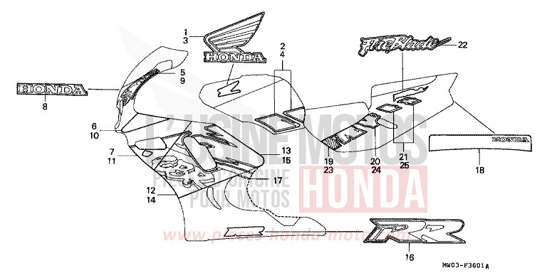 STRIPE/MARK (2) for Fireblade ROSS WHITE (NH196I) from 1993