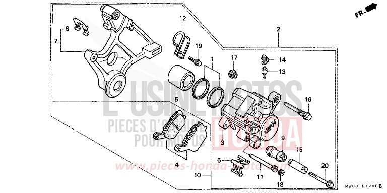 REAR BRAKE CALIPER for Fireblade ROSS WHITE (NH196H) from 1994