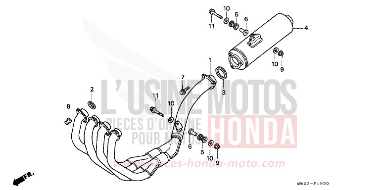 EXHAUST MUFFLER for Fireblade ROSS WHITE (NH196H) from 1994