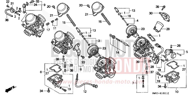 CARBURETOR (COMPONENT PARTS) for Fireblade SPARKLER BLACK PEARL (NH343K) from 1994
