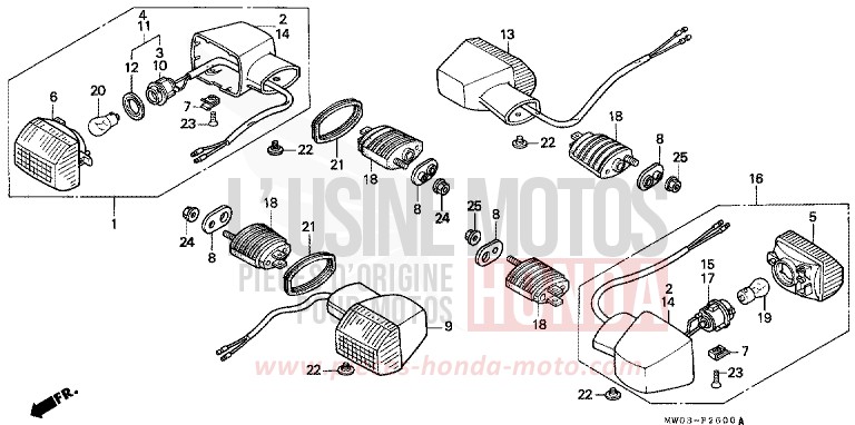 WINKER (1) for Fireblade SPARKLER BLACK PEARL (NH343K) from 1994