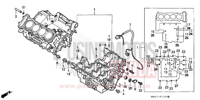 CRANKCASE for Fireblade ROSS WHITE (NH196K) from 1995