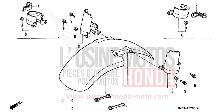 PARAFANGO ANTERIORE (1) per Fireblade ROSS WHITE (NH196K) del 1995