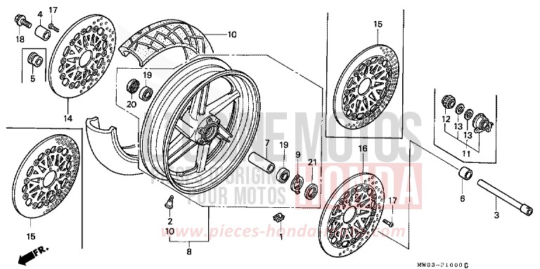 FRONT WHEEL (1) for Fireblade ROSS WHITE (NH196K) from 1995