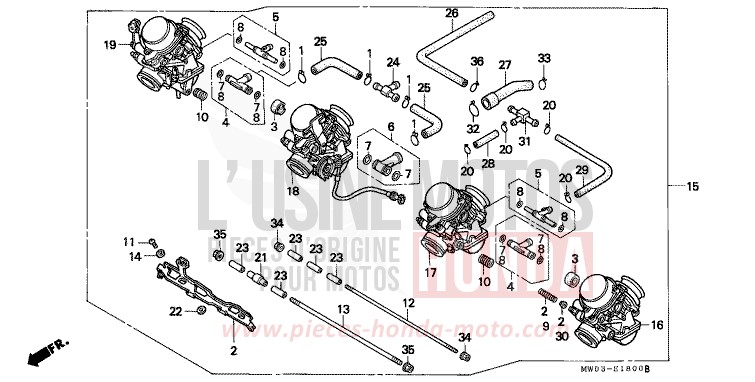 CARBURETOR (ASSY.) for Fireblade SANDY BEIGE METALLIC (YR125K) from 1995