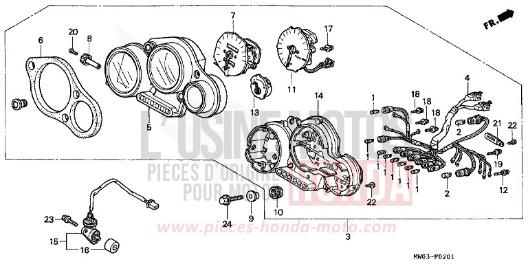 METER (2) for Fireblade SPARKLER BLACK PEARL (NH343K) from 1995
