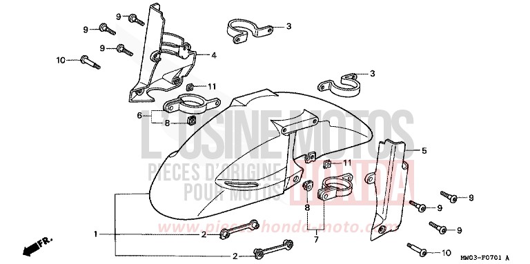 FRONT FENDER (2) for Fireblade NOIR (NH1B) from 1996