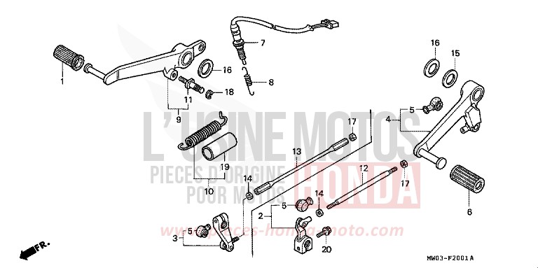 PEDAL (2) for Fireblade NOIR (NH1B) from 1996
