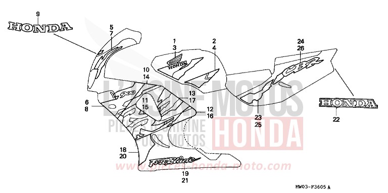STRIPE/MARK (6) for Fireblade NOIR (NH1B) from 1996