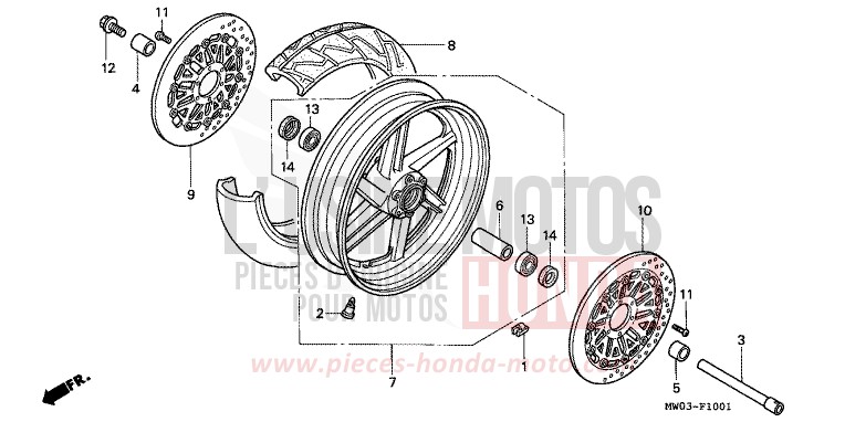 FRONT WHEEL (2) for Fireblade NOIR (NH1B) from 1997