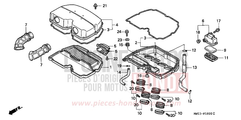 AIR CLEANER for Fireblade NOIR (NH1B) from 1997