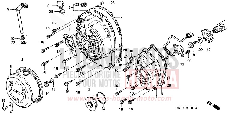 RIGHT CRANKCASE COVER (2) for Fireblade PEARL CITRON YELLOW (Y140I) from 1997