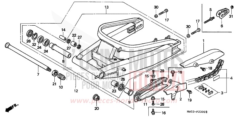 SWINGARM for Fireblade PEARL CITRON YELLOW (Y140I) from 1997