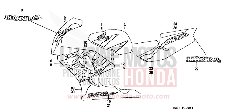 STRIPE/MARK (9) for Fireblade PEARL CITRON YELLOW (Y140I) from 1997