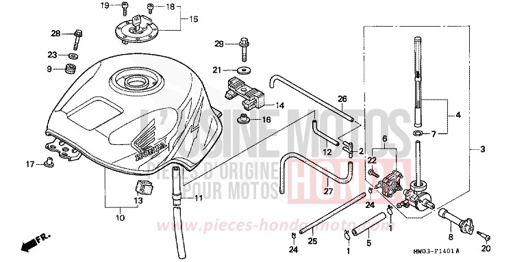 FUEL TANK (2) for Fireblade ROSS WHITE (NH196K) from 1997