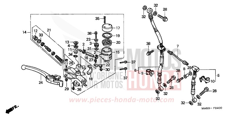 FR. BRAKE MASTER CYLINDER for Fireblade NOIR (NH1D) from 1998