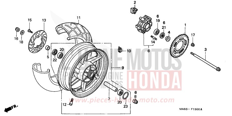 REAR WHEEL for Fireblade NOIR (NH1D) from 1998