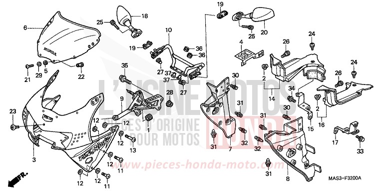 UPPER COWL for Fireblade NOIR (NH1D) from 1998