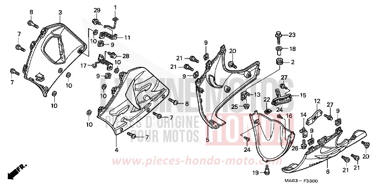 LOWER COWL for Fireblade NOIR (NH1D) from 1998