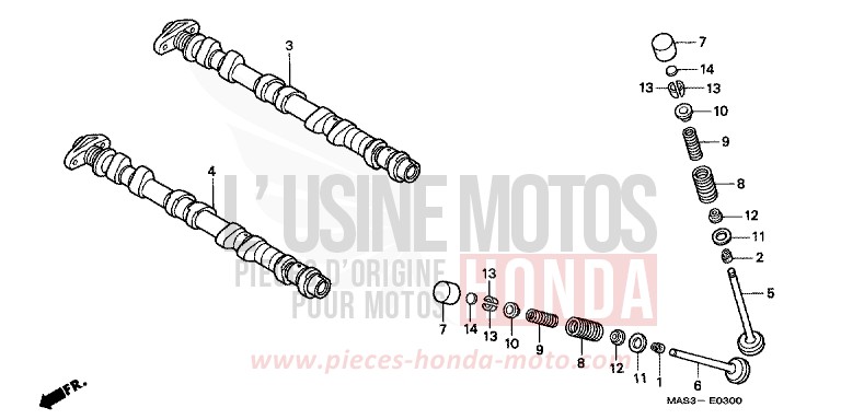 CAMSHAFT/VALVE for Fireblade CANDY BLAZE ORANGE (YR196D) from 1998