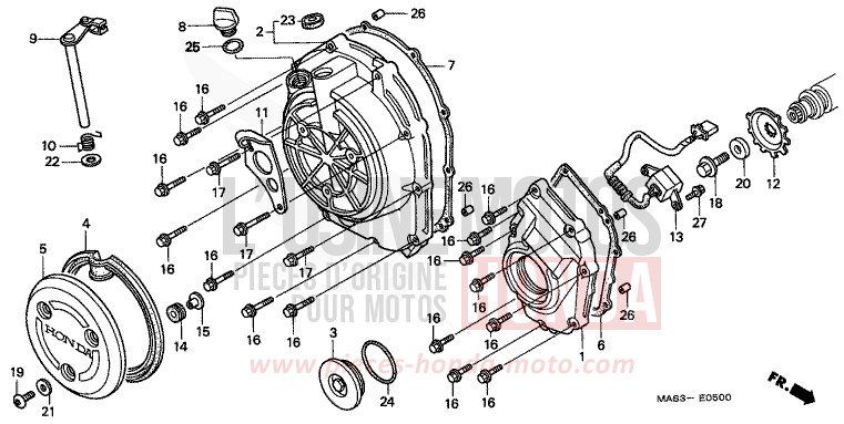 RIGHT CRANKCASE COVER for Fireblade CANDY BLAZE ORANGE (YR196D) from 1998