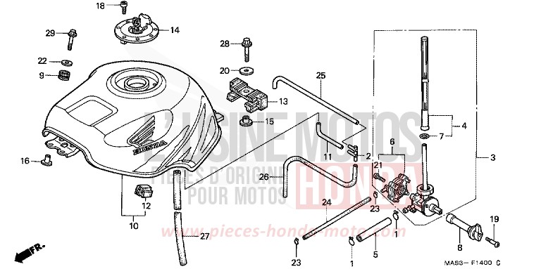 FUEL TANK for Fireblade CANDY BLAZE ORANGE (YR196D) from 1998
