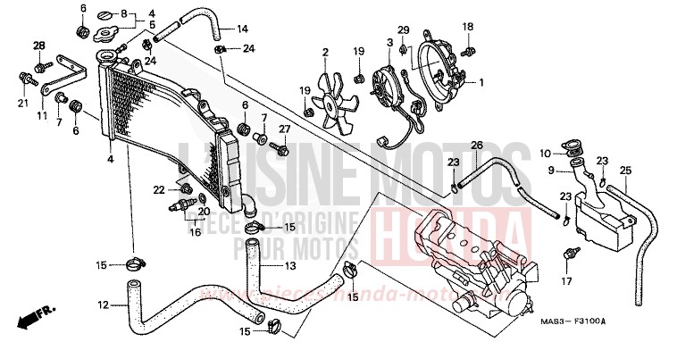 RADIATOR for Fireblade CANDY BLAZE ORANGE (YR196D) from 1998
