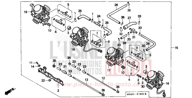 CARBURETOR (ASSY.) for Fireblade SPARKLING RED (R127H) from 1998