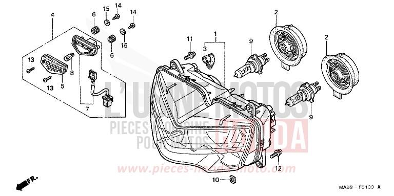 HEADLIGHT for Fireblade SPARKLING RED (R127H) from 1998