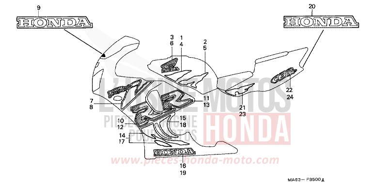 STRIPE/MARK (1) for Fireblade SPARKLING RED (R127H) from 1998