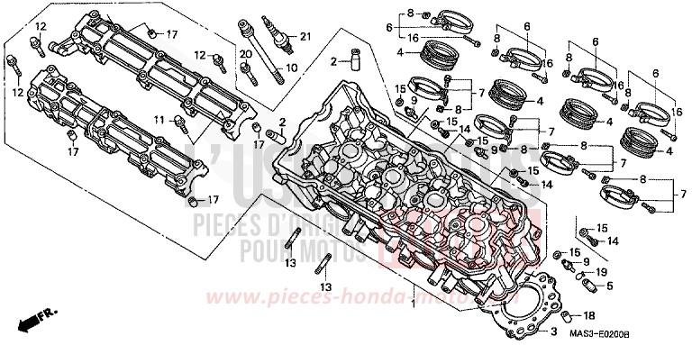 TESTATA per Fireblade JEREZ BLUE METALLIC (B154B) del 1999