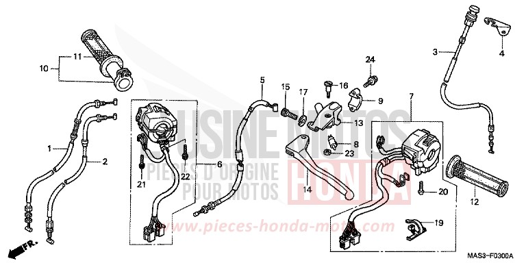 CABLE/SWITCH for Fireblade JEREZ BLUE METALLIC (B154B) from 1999