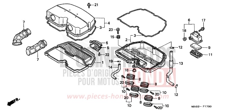 AIR CLEANER for Fireblade JEREZ BLUE METALLIC (B154B) from 1999